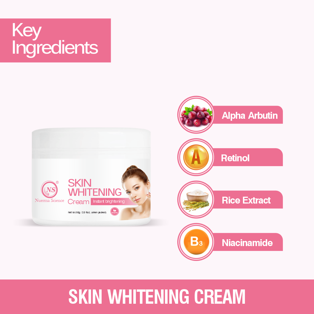 Nuerma Science Skin Whitening Cream for Instant Luminous Complexion - 50gm
