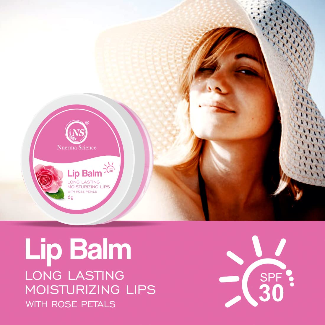 Nuerma Science Rose Petals Lip Balm | Long Lasting Moisturizing Lips - 6gm