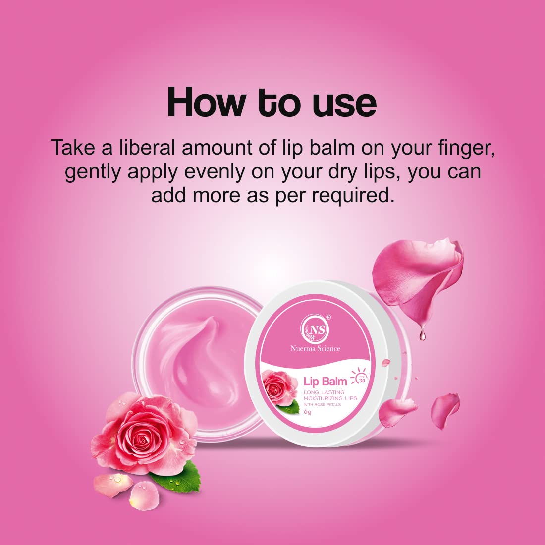 Nuerma Science Rose Petals Lip Balm | Long Lasting Moisturizing Lips - 6gm