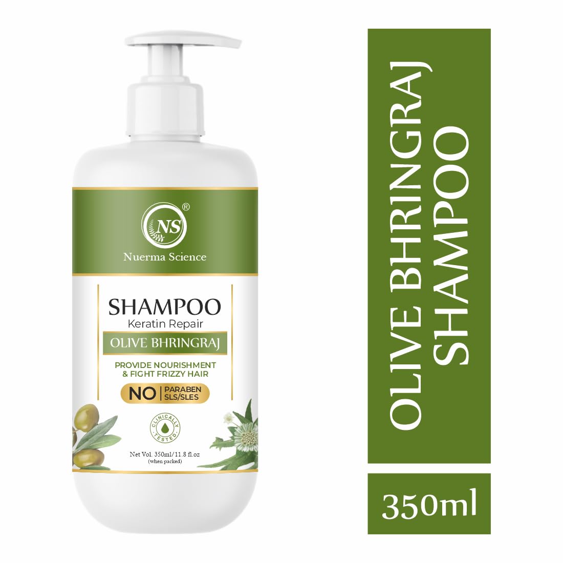 Nuerma Science Keratin Repair Natural Hairfall Control Olive Bhringraj Shampoo - 350ml