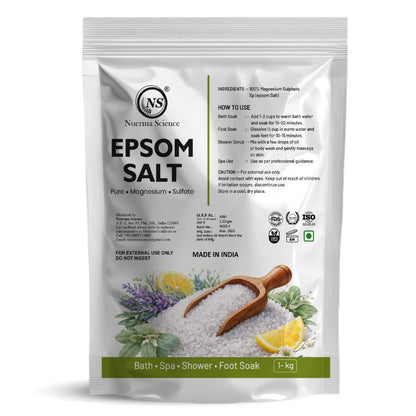 Epsom Salt 1KG – Pure Magnesium Sulfate for Bath, Muscle Relaxation & Foot Soak