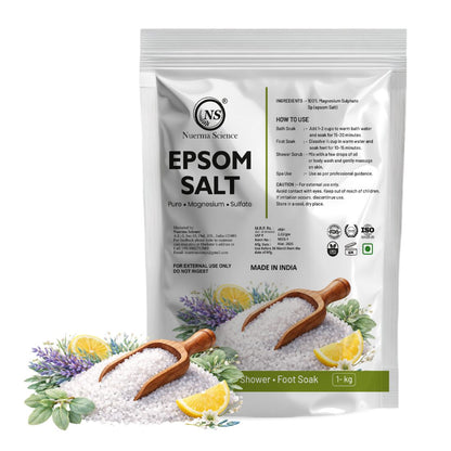 Epsom Salt 1KG – Pure Magnesium Sulfate for Bath, Muscle Relaxation & Foot Soak