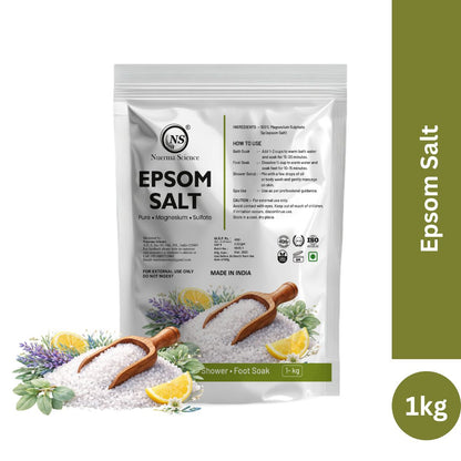 Epsom Salt 1KG – Pure Magnesium Sulfate for Bath, Muscle Relaxation & Foot Soak