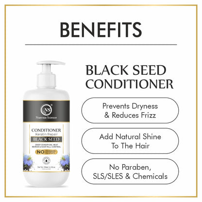 Nuerma Science Black Seed Hair Shampoo & Conditioner | Strengthens Roots, Reduces Hair Fall, Nourishes Scalp | Sulphate & Paraben Free | Pack of 2, 700ml