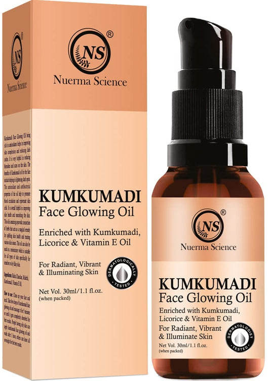 Nuerma Science Kumkumadi Face Oil 30ml | Glowing Skin, Saffron, Rakht Chandan, Mulethi & Vitamin E | Skin Brightening & Anti-Ageing