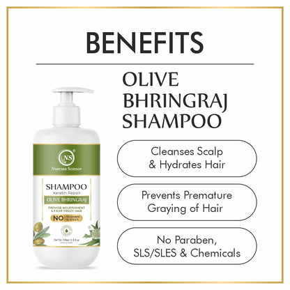 Nuerma Science Olive Bhringraj Hair Shampoo & Conditioner | Hair Strength, Shine & Scalp Nourishment | Sulphate & Paraben Free | Pack of 2, 700ml