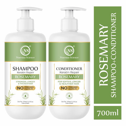 Nuerma Science Rosemary Hair Shampoo & Conditioner | Hair Fall Control & Scalp Refreshing Formula | Stimulates Hair Growth | Sulphate & Paraben Free | Pack of 2, 700ml