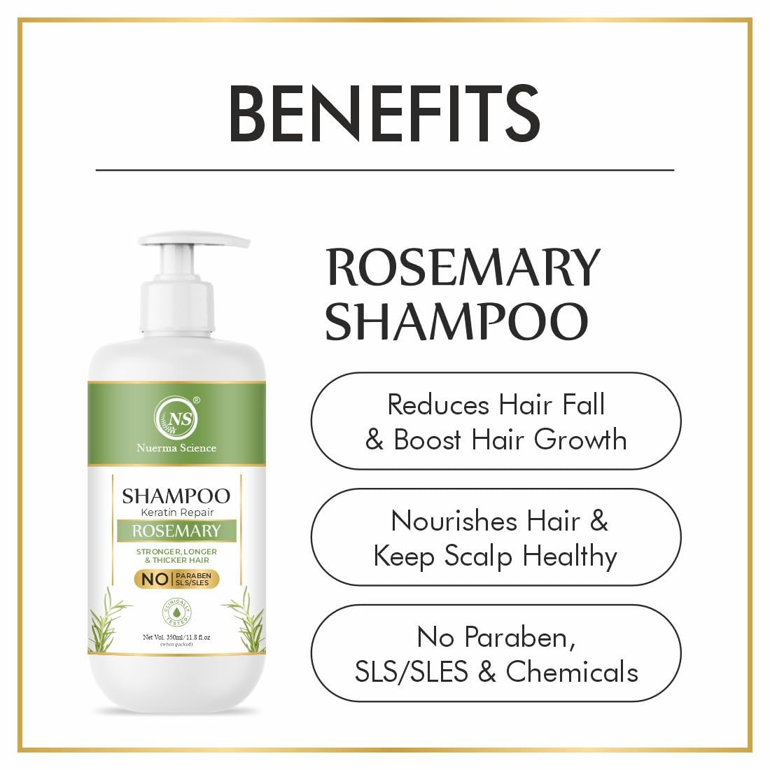 Nuerma Science Rosemary Hair Shampoo & Conditioner | Hair Fall Control & Scalp Refreshing Formula | Stimulates Hair Growth | Sulphate & Paraben Free | Pack of 2, 700ml