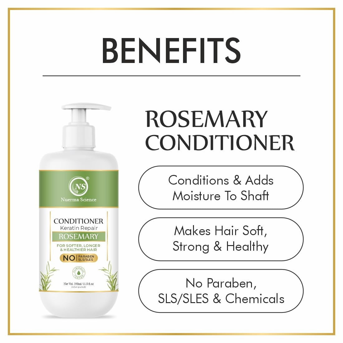 Nuerma Science Rosemary Hair Shampoo & Conditioner | Hair Fall Control & Scalp Refreshing Formula | Stimulates Hair Growth | Sulphate & Paraben Free | Pack of 2, 700ml