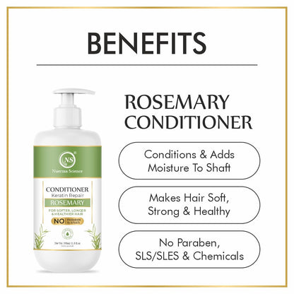 Nuerma Science Rosemary Hair Shampoo & Conditioner | Hair Fall Control & Scalp Refreshing Formula | Stimulates Hair Growth | Sulphate & Paraben Free | Pack of 2, 700ml